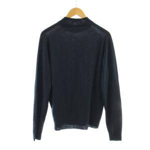 JOHN SMEDLEY ニット セーター 長袖 ハイネック ウール100％ 薄手 L 紺 ネイビー /KU