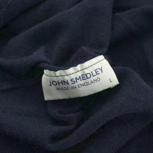 JOHN SMEDLEY ニット セーター 長袖 ハイネック ウール100％ 薄手 L 紺 ネイビー /KU