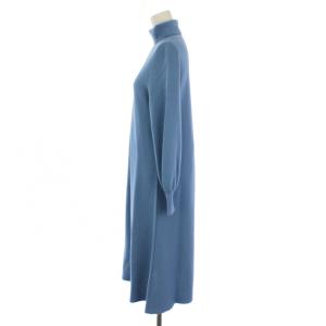 ANAYI ニット ワンピース ロング 長袖 タートルネック ウール 38 青 101929-16-260 /BM