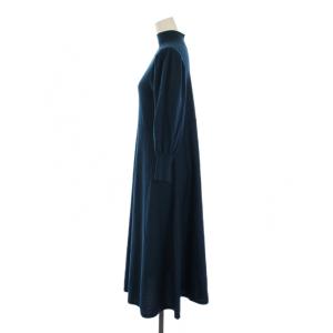 ANAYI 22AW ニット ワンピース ロング 長袖 ハイネック フレア ウール 36 緑 102227-14-190