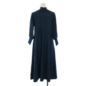 ANAYI 22AW ニット ワンピース ロング 長袖 ハイネック フレア ウール 36 緑 102227-14-190