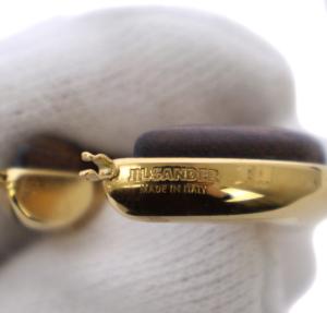 JIL SANDER フープピアス 両耳 ウッド ブラウン ゴールド /BM