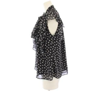 HANAE MORI × CELFORD 25SS ハートモチーフプリントブラウス シャツ フレンチスリーブ リボンタイ F
