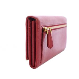 PRADA 長財布 二つ折り 小銭入れ レザー 赤 レッド ピンク 1MH132 /YT OH