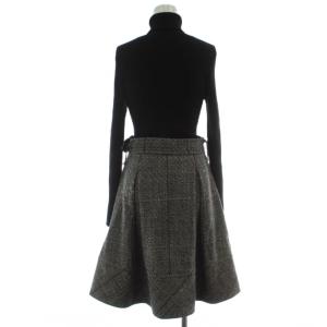 BURBERRY BLACK LABEL ワンピース 38 黒 ブラック タートルネック ニット切替 長袖 ひざ下丈 グレンチェック FME75-859-09
