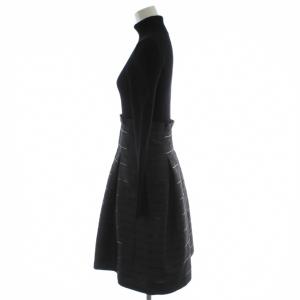 BURBERRY BLACK LABEL ワンピース 38 黒 ブラック 長袖 タートルネック ひざ下丈 ニット切替 FME69-715-09 /GG