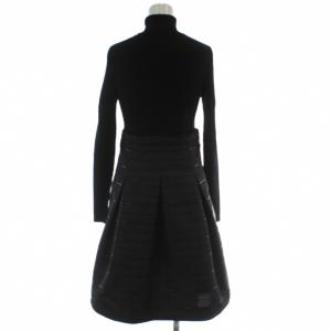 BURBERRY BLACK LABEL ワンピース 38 黒 ブラック 長袖 タートルネック ひざ下丈 ニット切替 FME69-715-09 /GG