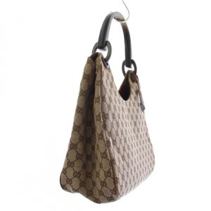 GUCCI ハンドバッグ ウッド ハンドル GG柄 ベージュ 106494