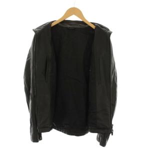 JOSEPH HOMME レザージャケット フード付き 羊革 アウター 48 黒 ブラック 長袖 ジップポケット LWJHKW0204