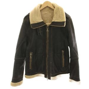 レザージャケット L ブラック ベージュ ボア襟 BMP25-323-58