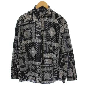 22AW シャツ 長袖 ペイズリー柄 48 黒 白 /BM
