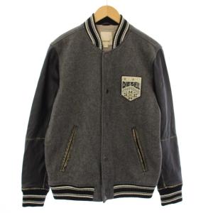 ジャンパー ブルゾン スタジャン ラムレザー 切替 M グレー /TK