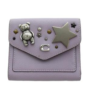 ウィン スモール ウォレット 財布 3つ折り 小銭入れ レザー 紫 パープル /AN73