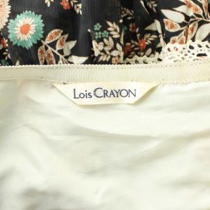 Lois CRAYON スカート ロング M 黒 ブラック 白 ホワイト 花柄 フレア レース /GP