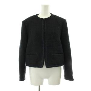 24AW ツイードシャツブルゾン ノーカラージャケット 36 黒 ブラック 24010900113030