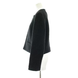 IENA 24AW ツイードシャツブルゾン ノーカラージャケット 36 黒 ブラック 24010900113030
