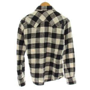 TMT BUFFALO SLUB CHECK SHIRTS シャツ 長袖 チェック柄 S 黒 ブラック 白 ホワイト
