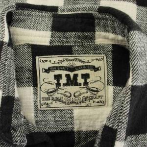 TMT BUFFALO SLUB CHECK SHIRTS シャツ 長袖 チェック柄 S 黒 ブラック 白 ホワイト