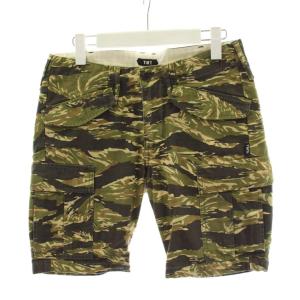 CAMO PRINT CARGO SHORTS ショートパンツ ハーフパンツ カモフラ 迷彩柄 S カーキ