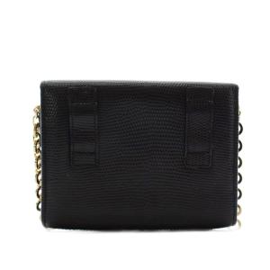 Salvatore Ferragamo ヴァラリボン ショルダーバッグ チェーン レザー 黒 ブラック /AN17 OH