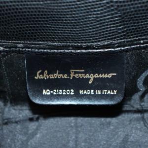 Salvatore Ferragamo ヴァラリボン ショルダーバッグ チェーン レザー 黒 ブラック /AN17 OH