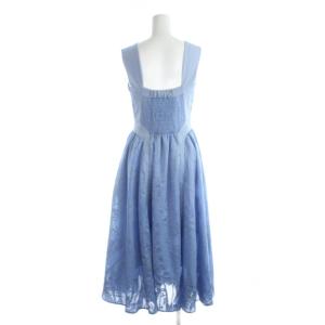 SNIDEL 23SS オパールドレス ワンピース 0 青 ブルー 花柄 スクエアネック ノースリーブ SWF0231103