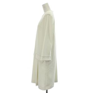 FOXEY NEW YORK ワンピース ひざ丈 40 白 ホワイト 長袖 ラウンドネック /GP