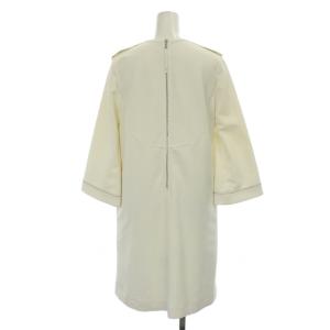 FOXEY NEW YORK ワンピース ひざ丈 40 白 ホワイト 長袖 ラウンドネック /GP