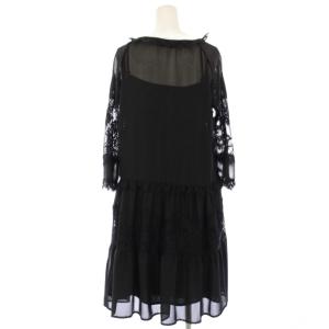 BLUGIRL BLUMARINE ワンピース 総レース 長袖 ひざ丈 I40 黒 150505685 /TK