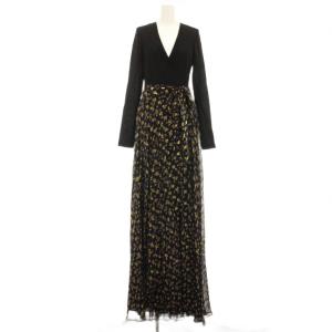 ラップワンピース カシュクール 総柄 シルク 2 ブラック D995901O16
