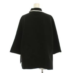 UNITED ARROWS ニット 半袖 ポロシャツ S フリル 黒 ブラック白 ホワイト /LP