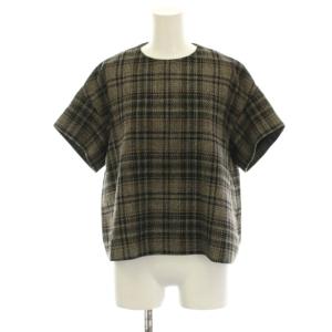 23AW ツイーディーエトワール ブラウス シャツ 38 半袖 チェック柄 BLWOCA0307 グレー