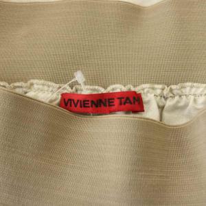 VIVIENNE TAM スカート 麻 リネン 1 ベージュ 刺繍 幾何学模様 ミニ丈 /JP