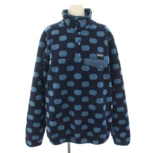 14AW ウィメンズライトウェイトシンチラスナップTプルオーバー フリース 長袖 ドット柄 M 紺 ネイビー