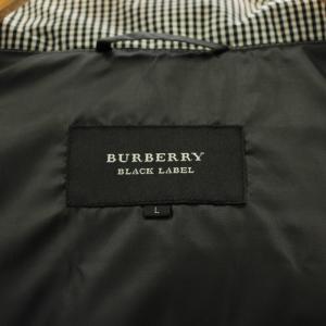 BURBERRY BLACK LABEL ダウンベスト チェック柄 ロゴ アウター L 黒 ブラック 白 ホワイト D1F16-416-05 /AN26