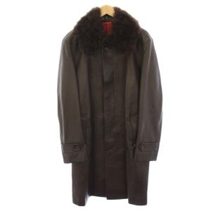 COLLECTION ラムレザーコート 48 ブラウン カシミヤファー