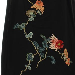 VIVIENNE TAM タイトスカート ひざ丈 2 黒 ブラック 花刺繍 015-220814 /RR