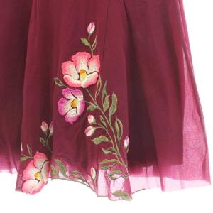 VIVIENNE TAM フレアスカート ロング 1 ボルドー 花柄刺繍 016-220701 /RR