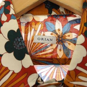 ORIAN シャツ L オレンジ 花柄 半袖 シャツ襟 /JP
