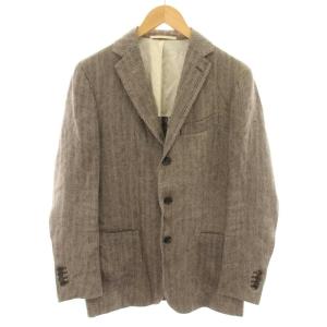 GUCARL035 テーラードジャケット ヘリンボーン柄 リネン 46 ブラウン