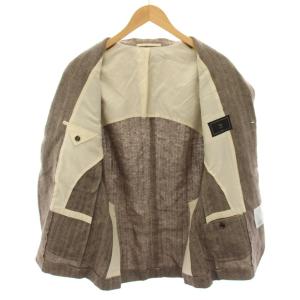 STILE LATINO GUCARL035 テーラードジャケット ヘリンボーン柄 リネン 46 ブラウン