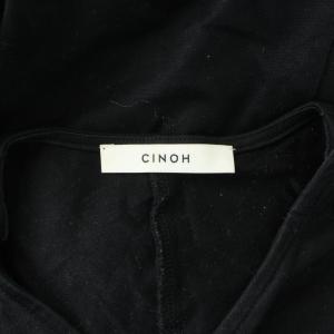 CINOH オールインワン パンツ 36 黒 ブラック ノースリーブ パール付き Vネック /GP
