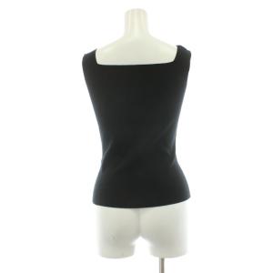 FOXEY BOUTIQUE ニットタンクトップ カットソー ノースリーブ スクエアネック 黒 ブラック 22120 /KU