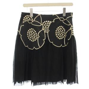 ヒップハング ミニスカート 花柄 シルク ナイロン切替 スカート 1 黒 ブラック 015-120508