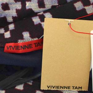 VIVIENNE TAM メッシュ タイトスカート ひざ丈 柄 スカート 1 ボルドー ネイビー 015-220912 /G