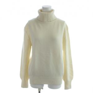 18AW UWSC バイアス タートルネック ニット セーター ウール アイボリー 長袖 無地 15131064068