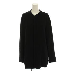 ライトダブルクロス バンドカラーシャツ ブラウス M 長袖 黒 ブラック BLCYSA0209 /LP