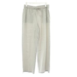 CRISP LINEN MIAN ストレッチワイドパンツ イージー 麻 リネン 40 グレー 03-3106433