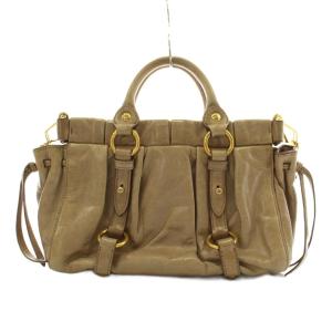 miumiu ヴィッテロルクス ギャザー ショルダーバッグ 2way レザー ベージュ
