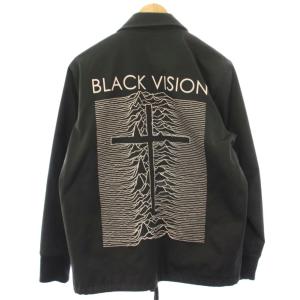 PストレッチBLACK VISIONプリントコーチジャケット ブルゾン 1 黒 ブラック 439006-885B